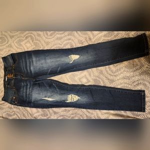 YMI, size 7, denim jeans, distressed, dark wash, WannaBettaButt?